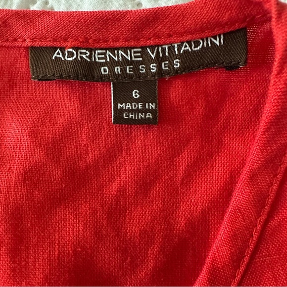 Adrienne Vittadini Red Linen Sheath Dress w/ Statement Bow Detail Size 6 (EUC) - Picture 12 of 16
